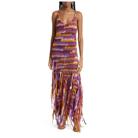 Ulla Johnson Emmalina Crochet Fringe Cotton & Silk Maxi Dress Size Small - Picture 4 of 16